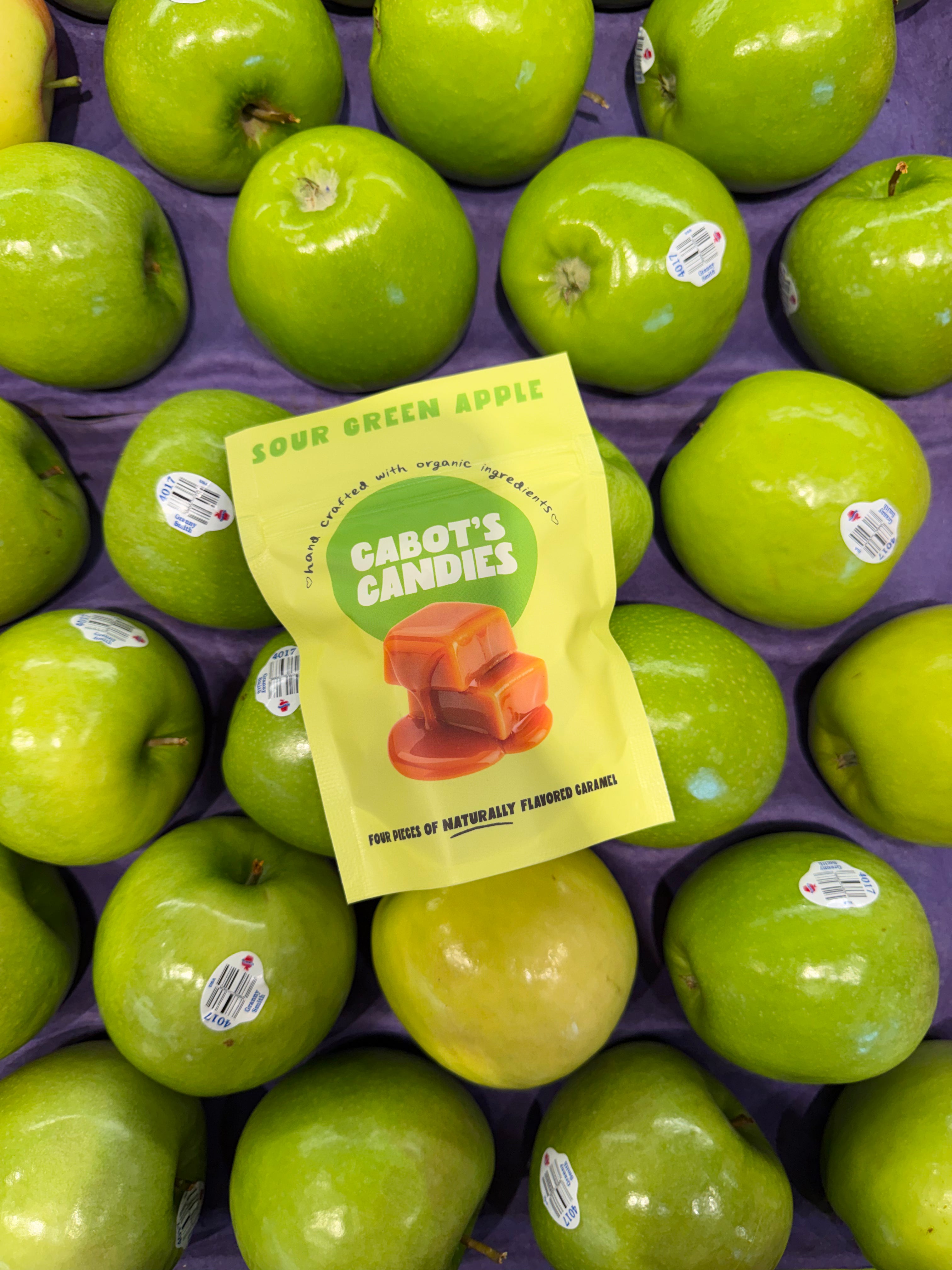 Sour Green Apple Caramels – Unique Gourmet Candy – Cabot's Candies